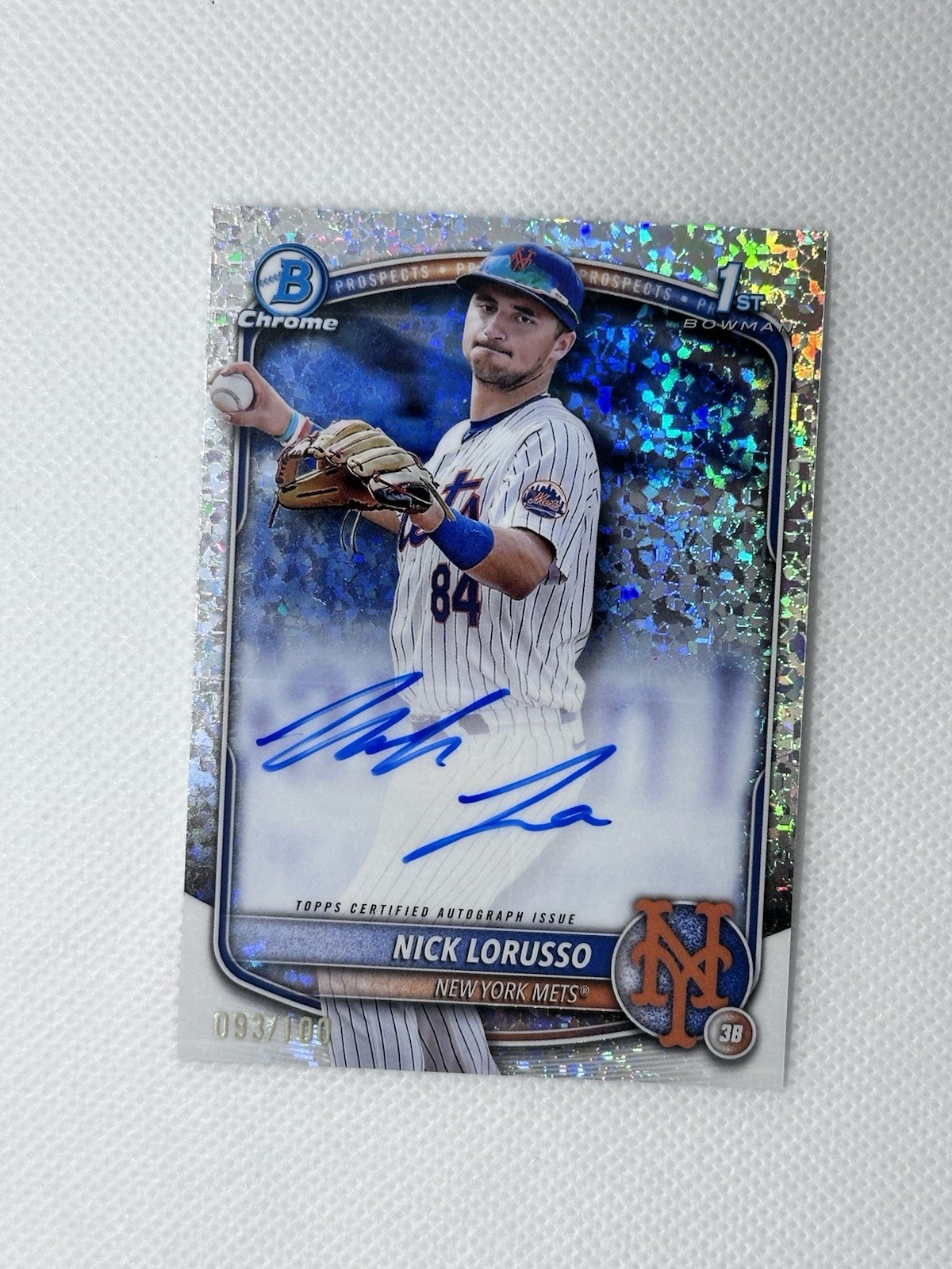 Nick Lorusso 2025 Bowman Chrome 1st Mini Diamond Refractor Auto /100 CPA-NL Mets