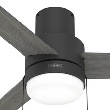 Hunter Fan 52 in Matte Black Indoor Ceiling Fan with Light and Pull Chain