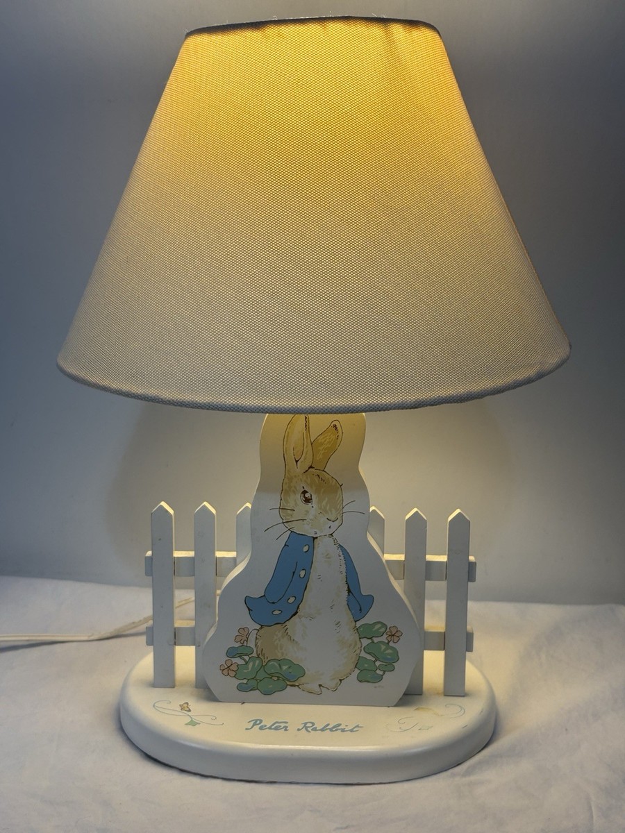 Vtg Peter Rabbit Beatrix Potter Nursery Lamp Ivory Eden Toys 1994