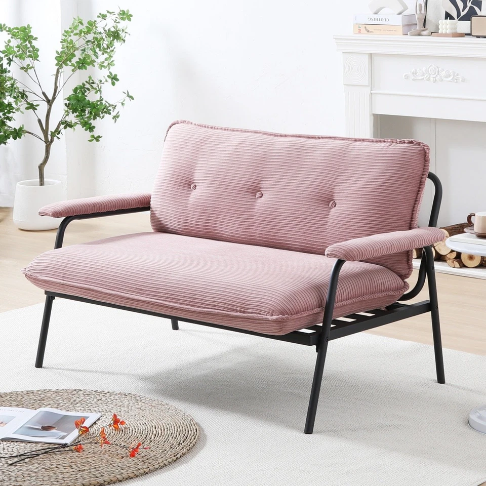 Modern Pink Sofa with Metal Frame for Versatile in Small apartment - Image 3 of 4