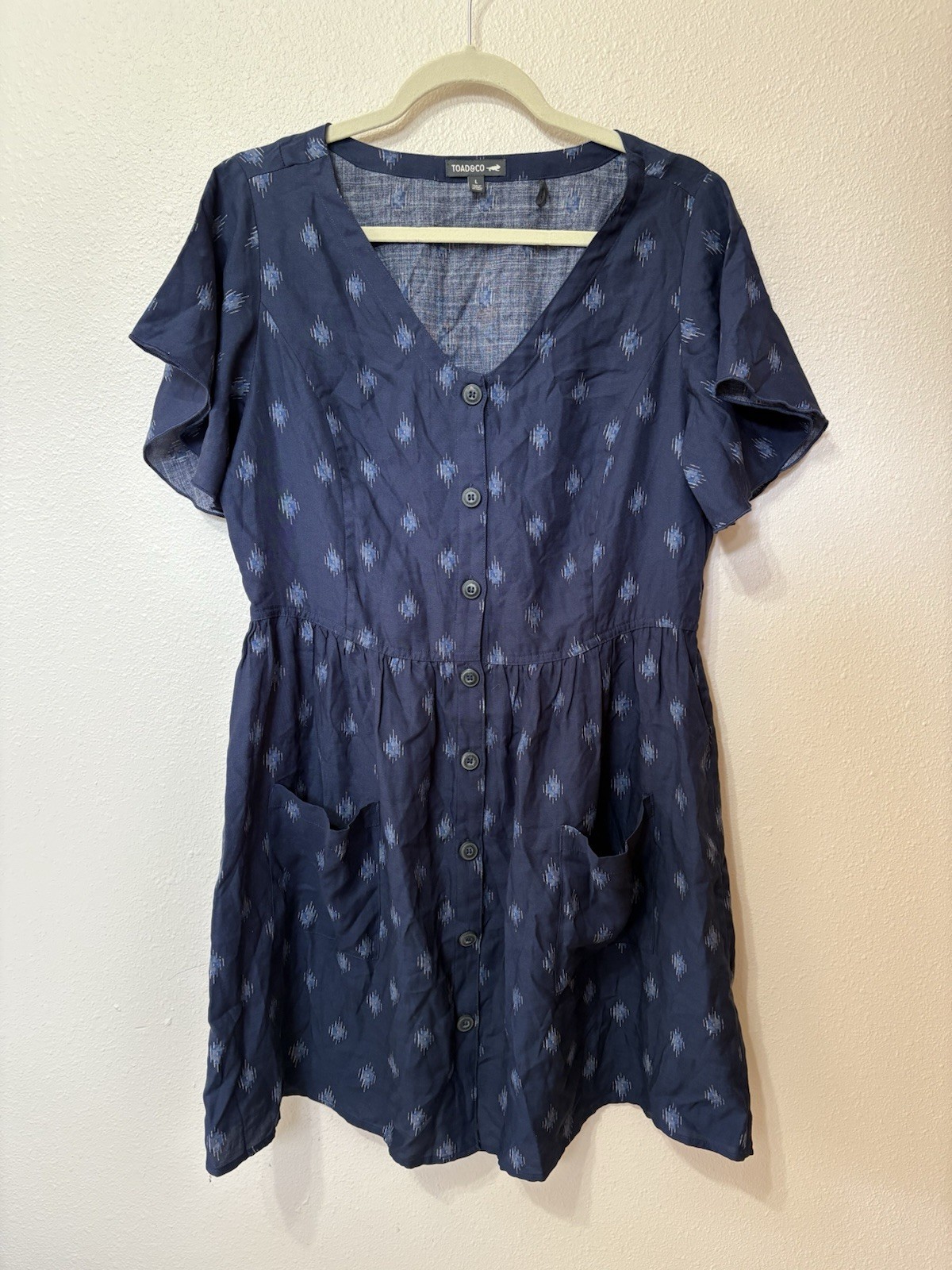 Women’s Toad&Co Blue Button Up Tencel Dress, Size L