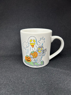 Cute Ghost Mummy Jack-o -lantern Halloween Mug Coffee Tea 11 oz Adorable EUC