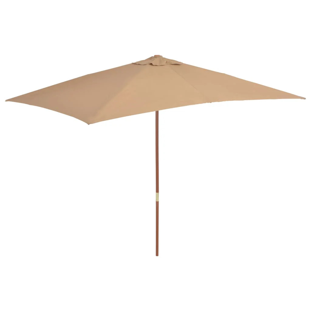 Parasol de jardin en bois taupe 200 x 300 cm pour repas en terrasse