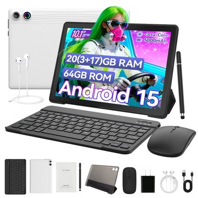 Tablet 10,1 Zoll Android 15 20(3+17)GB RAM 64GB ROM Bluetooth WIFI 6 Dual Kamera