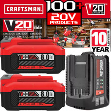 2PACK 20Volt For Craftsman V20 8.0Ah Li-ion Battery CMCB204 CMCB202 /Charger