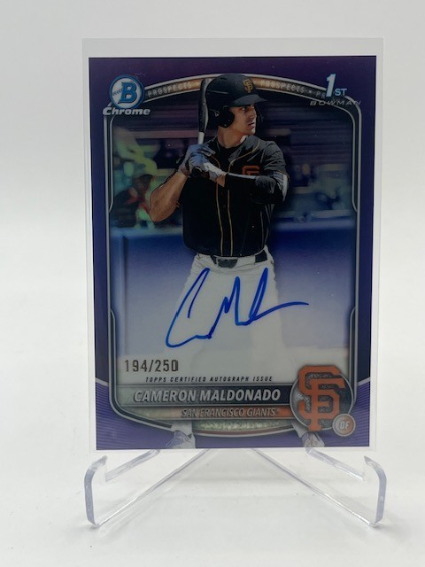 2025 BOWMAN CHROME DRAFT CAMERON MALDONADO RC AUTO PURPLE REFRACTOR #D 194/250