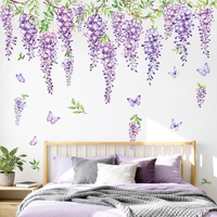 Supzone Wandtattoo Blumen Groß HäNgende Rebe Blumen Lila Wandaufkleber BlüTen Wi