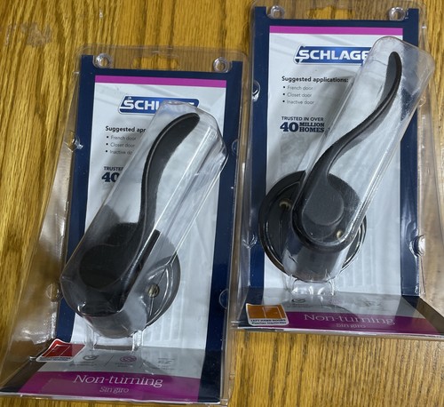 2 Schlage Satin Nickel rechts & links nicht drehbar Tür Durchgang Hebel Griff - Bild 1 von 7