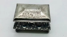 Rare James W. Tufts Boston Quadruple Plate Footed Casket Jewels Box satin Lined