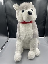 CALPLUSH Toys Plush Wolf Gray And White Husky Puppy Dog Sitting 21  CUDDLY