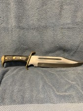 16" Sable Bowie Knife With Leather Sheath Black Handle