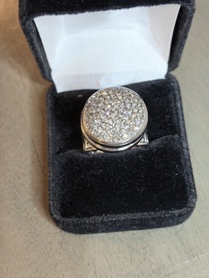 Ginger Snaps Interchangeable Druzy Crystal Statement Ring Silver Tone Size 8