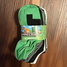 Minecraft Kids No-Show Socks 12-Pair Pack Green/Black Medium Shoe Size 10-3