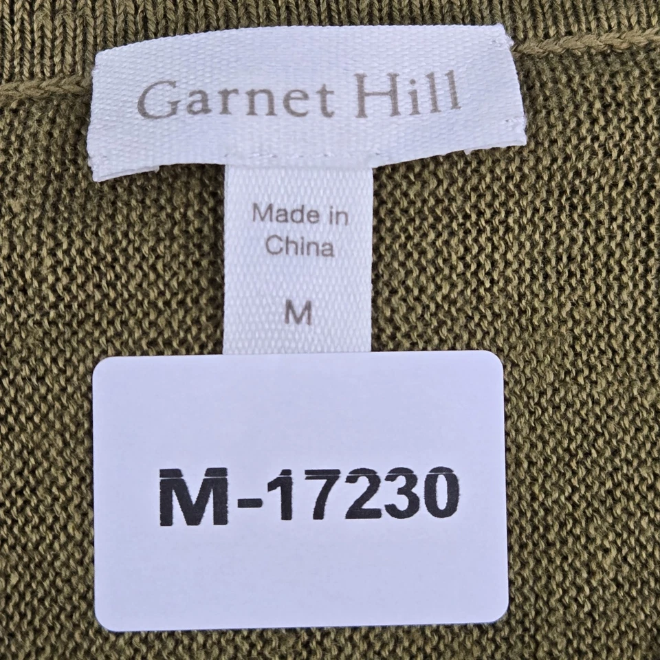 Garnet Hill Women Sweater M Green Linen Oversized Polo Long Sleeve - Image 2 of 4