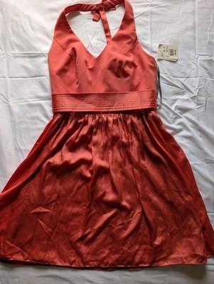 White by Vera Wang Sunset Halter V-Neck Prom Formal Bow Dress Sash Sz 8 |  eBay