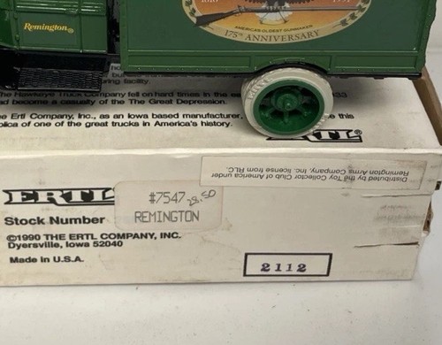 Ertl Remington 1931 Hawkeye Motor Delivery Truck Bank Die Cast Metal 1/34 1990 - Picture 2 of 2