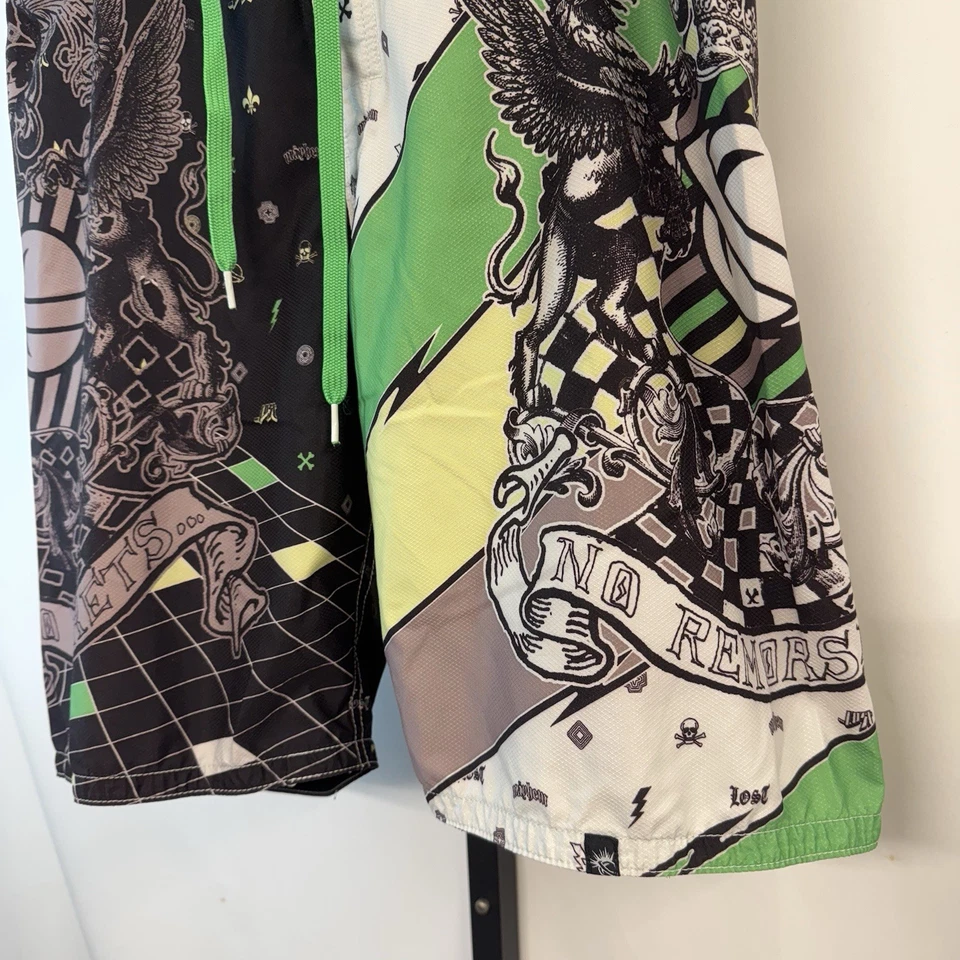 Pantalones Cortos de Playa Lost Mayhem Board Surf Natación Para Hombre 32 Nylon Negro Verde Cordón Foto 4 de 4