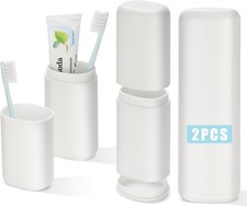 Travel Toothbrush and Toothpaste Case,Portable White Tooth Brush Holder,Large