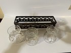 Set of 3 Clear Glass Open Salt Cellars with Black Metal Holder Tray — photo 6