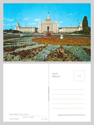 Postkarte - Bucuresti Casa Scinteii Bukarest Rumänien Kommunistische Architektur UNPO