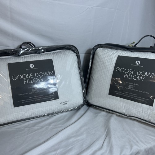 Hotel Collection European White Goose Down Firm Support Standard Pillow The Pair - Picture 2 of 4
