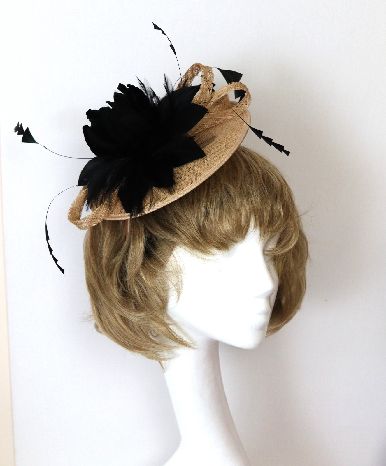 NEW Jacques Vert Caramel Sinamay Fascinator Sateen Headband Wedding or Occasion