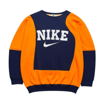 Nike Herren Pullover blau orange Logo Rundhals Langarm Größe M