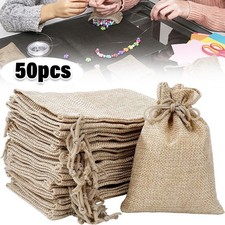 50 Stk Jutesäckchen mit Kordelzug Klein Stoffsäckchen Leinensäckchen Jutebeutel