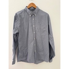 Uniqlo Men's Large Blue and White Gingham Long Sleeve Dress Shirt Lighweight