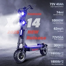 Dual motor 14 inch allterrain 10000w 72v40ah offroad electric scooter long range
