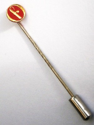 B684) F Buchstabe Monogramm rot Emaille Vintage Werbung Krawatte Anstecknadel Anstecker