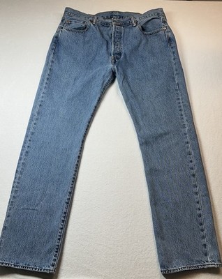 LEVI'S 501 Jeans Herren W36/L32 Straight Leg Button Fly Whiskers Faded