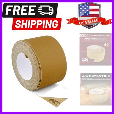 Adhesive Sticky Back 320-Grit Sandpaper Roll 2-3/4in x 20 Yards Aluminum Oxid...