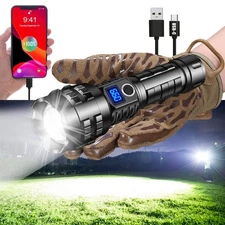 Worlds Brightest Flashlight 200000 lumens OLED Charging Display Best Recharge...