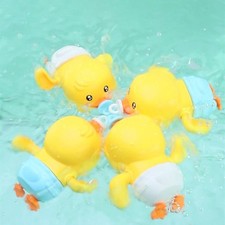 Baby Bath Toy Clockwork Swimming Yellow Duck Water Bath Pool Beach Kids Toy