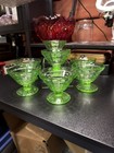 7 Anchor Hocking Uranium Glass Block Optic Sherbet Cups — photo 2