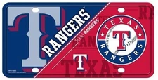 Texas Rangers Metal Auto Tag License Plate, Split Design, 6x12 Inch
