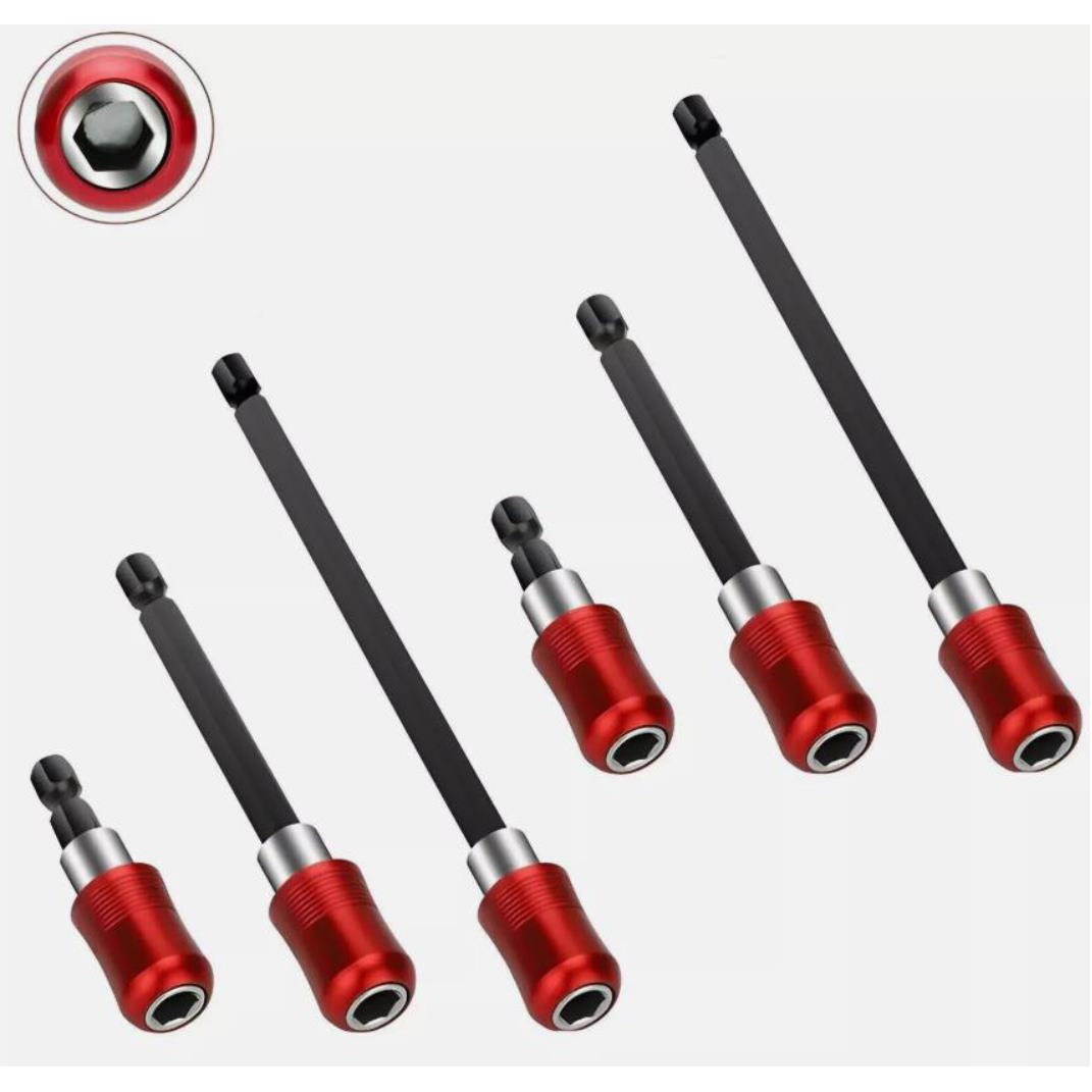 6Pcs 1/4 Hex Shank Quick Release Magnetic Screwdriver Extension Holder Drill Bit