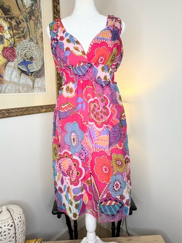 Fire Los Angeles Damen Bohemian Sommerkleid Ärmellos Empire Taille S