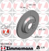 Bremsscheibe Hinten Zimmermann 100.3309.20 FüR Audi Cupra Seat Skoda Vw