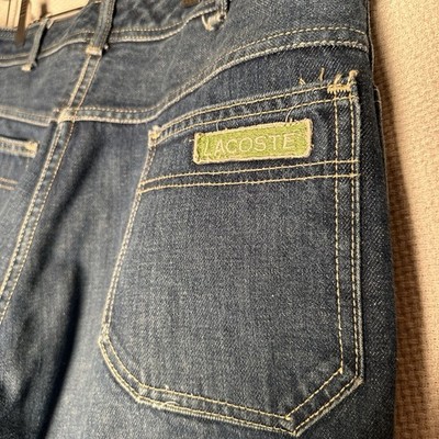 80s Vintage Lacoste Women Jeans Size 34Wx30L alligator logo front pocket