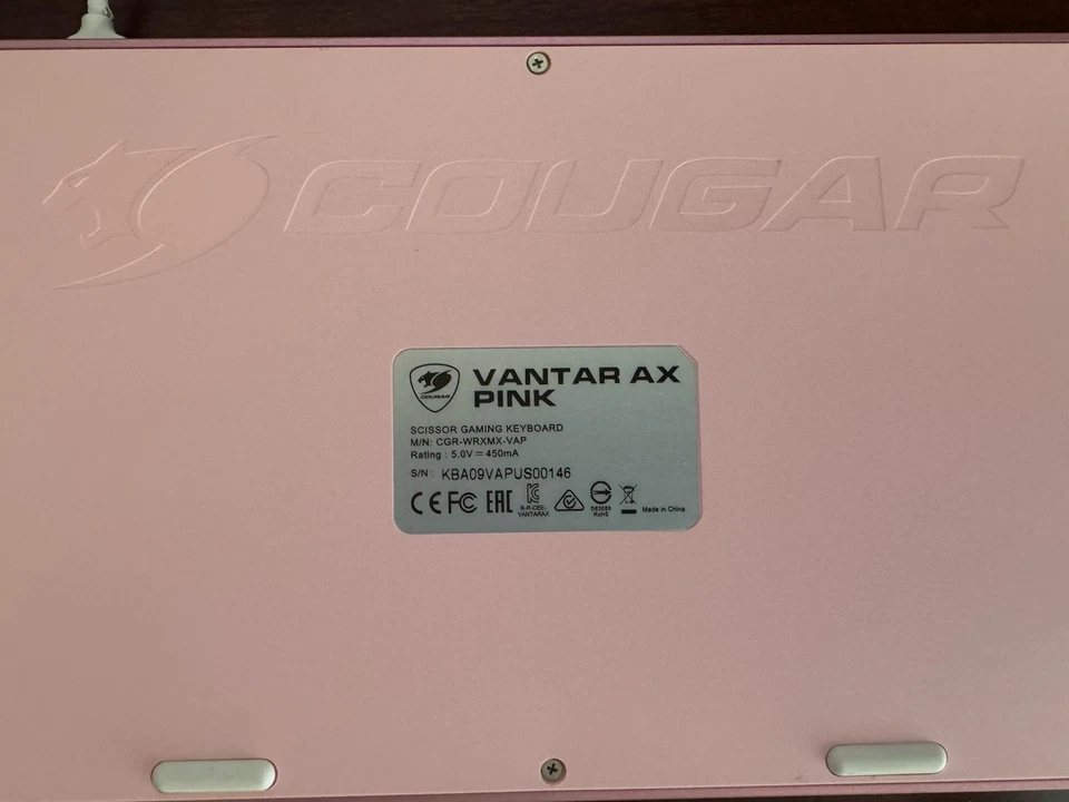 Cougar Vantar Gaming Keyboard Slim Scissor-switch Led Backlit Quiet Keys Pc PINK - Image 3 of 3