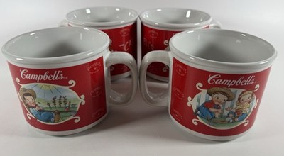 Lot of 4 Campbell s Soup Kids Mugs 2002 Houston Harvest 4  Vintage Coffee Cups