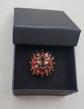 NEW 925 Sterling Silver Gold Plate Garnet TESTED Gemstone Cluster Ring Sz 7 