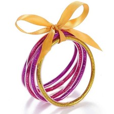 Jelly Bangles Bracelets Sparkling Silicone Bracelet Set Carnival Parade Party fo
