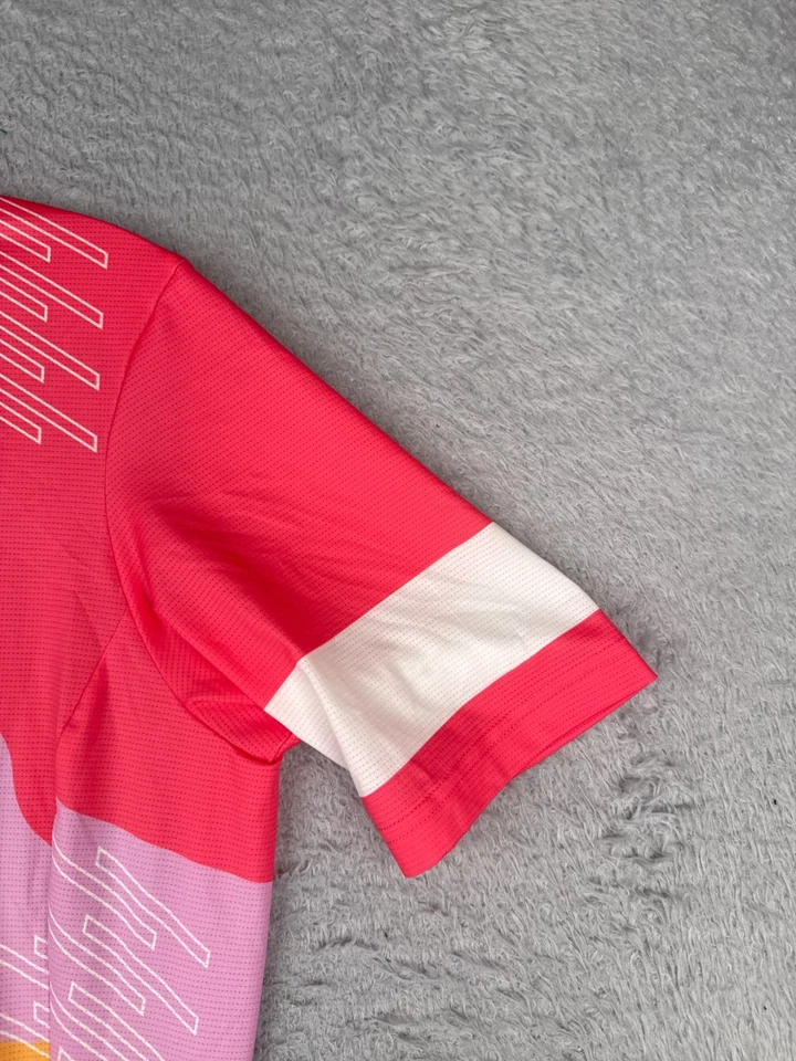 Camiseta deportiva de ciclismo Rapha para mujer mediana rosa naranja verde Miami Design District Poly Foto 2 de 4