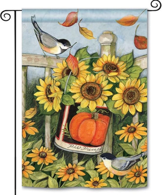 Fall Garden Flags 12X18 Double Sided Outside, Pumpkins Sunflower Autumn Yard Out