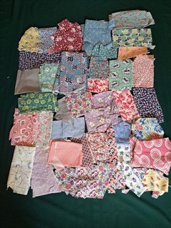 Over 37 Different feed sack & Vintage pieces for quilt blocks clean & bright 3lb