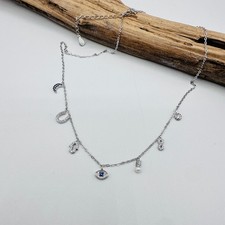 Sterling Silver Evil Eye Good Luck Charm Necklace Protection Jewelry