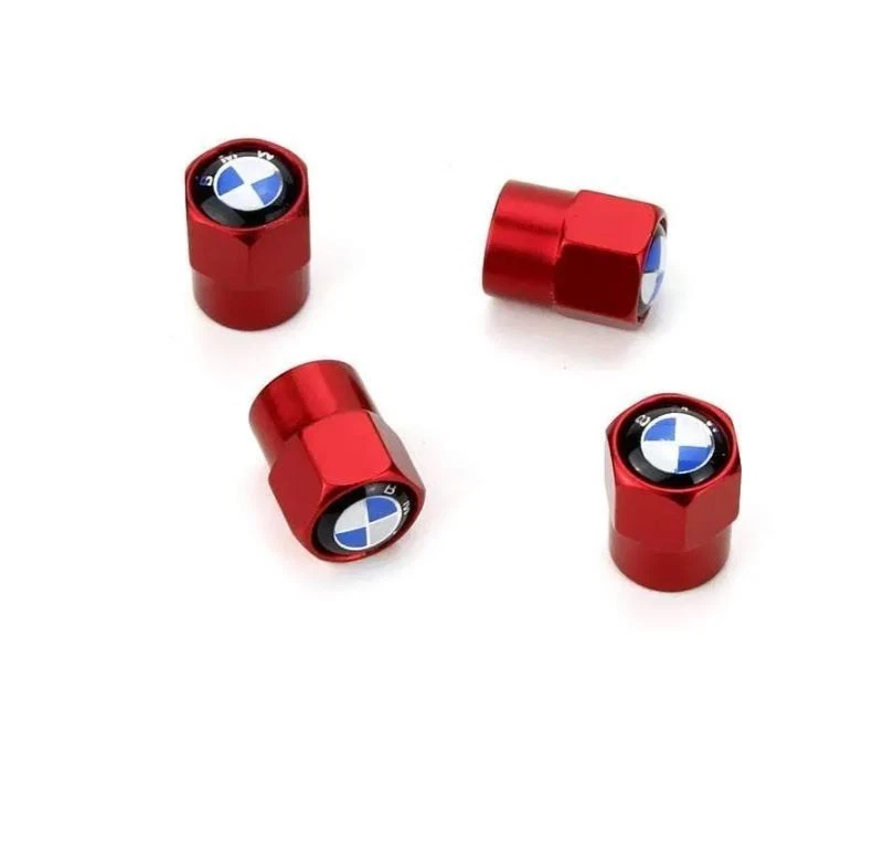 Compatible con BMW 4 piezas Juego de tapas de vástago de válvula de neumático de aluminio anodizado rojo Foto 3 de 4